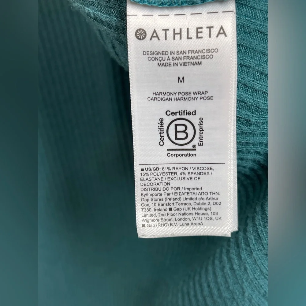 ATHLETA Women’s Pranayama Long Ribbed Hooded Cardigan Teal Size Medium - Picture 7 of 11